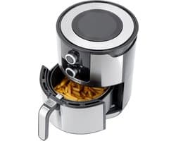Heteluchtfriteuse 4,5 Liter - 1400W Airfryer met Timer - Vaatwasmachinebestendig Roestvrij Staal