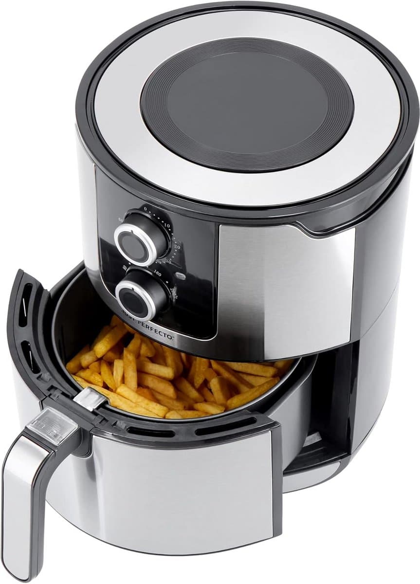 Heteluchtfriteuse 4,5 Liter - 1400W Airfryer met Timer - Vaatwasmachinebestendig Roestvrij Staal — afbeelding 1