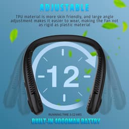 Draagbare Nekventilator Zwart - USB Oplaadbaar met LCD Display - Opvouwbare Persoonlijke Ventilator voor Buiten en Binnen — thumbnail 5