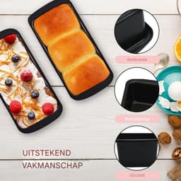 Roestvrijstalen broodbakvormen - Tweedelige set - 19,5 x 9,5 x 6 cm - Rechthoekige broodbakvorm - Cakebakvorm - Met antiaanbaklaag - Geschikt voor oven en Ninja airfryer — thumbnail 7