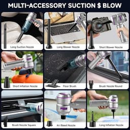 Draagbare auto-stofzuiger | Handzame reiniger met blaasfunctie | Draadloos ontwerp, geschikt voor thuis, reizen en kantoor | Multifunctionele oplossing voor schoonmaken - Auto-stofzuigerset — thumbnail 3