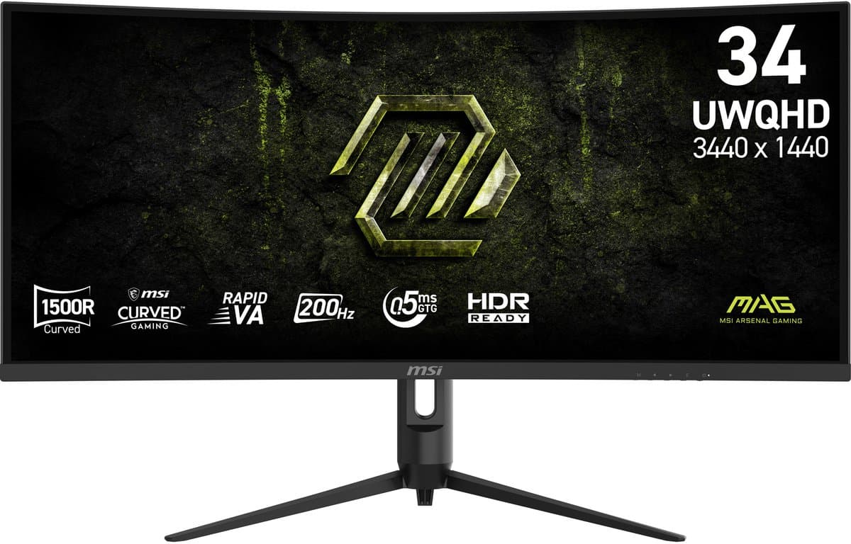 MSI MAG 342CQRF E20 - Ultrawide QHD Gaming Monitor - 200hz - DCI-P3 90% - AI NAVIGATOR - 0.5 ms - 34 inch — afbeelding 1