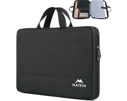 Matein Laptophoes 15,6 inch, Waterdichte Slim Laptop Sleeve en Canvas Aktetas voor Unisex, Draagtas met Handvat, TSA Vriendelijk, Compatibel met Lenovo HP Dell Apple Notebooks, Zwart