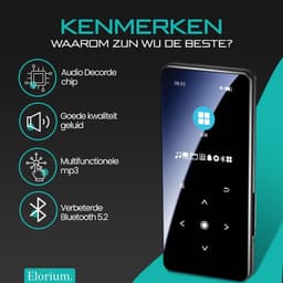 Draagbare Bluetooth MP3-Speler -Inclusief oordopjes, lader & microSD - Touchscreen, Offline, Zwart, Bluetooth 5.2 — thumbnail 4