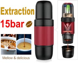 Draagbare handmatig drukbare koffiemachine - Elektrische Italiaanse espresso beker - Draagbare koffiepot voor poeder en capsules voor buiten gebruik — thumbnail 4
