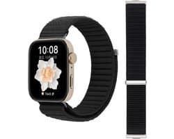 Stravo Nylon Horlogebandje met Klittenband – Geschikt voor Huawei Watch Fit 4 Pro / Watch Fit 4 / Watch Fit 3 – Geweven Smartwatch Bandje – Zwart