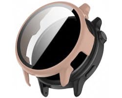 Screenprotector case - geschikt voor Garmin Vivoactive 6 - full cover hoesje - gehard glas - volledige bescherming - roze