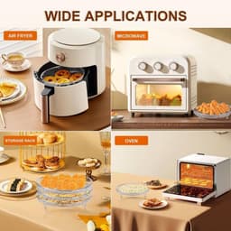 Meerlaags airfryerrek (3 ronde lagen) - Airfryer bakvorm - Airfryer rooster - 304 roestvrij staal - Veilig te gebruiken in airfryers, stoomovens, gewone ovens en vaatwassers - 20,3 cm - Zilver — thumbnail 8