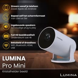 Lumina Mini Pro Beamer - Home Cinema - Projector - Android 11.0 - WiFi 6 & Bluetooth 5.2 - 4k Beeldkwaliteit - Projector Scherm - Wit — thumbnail 3