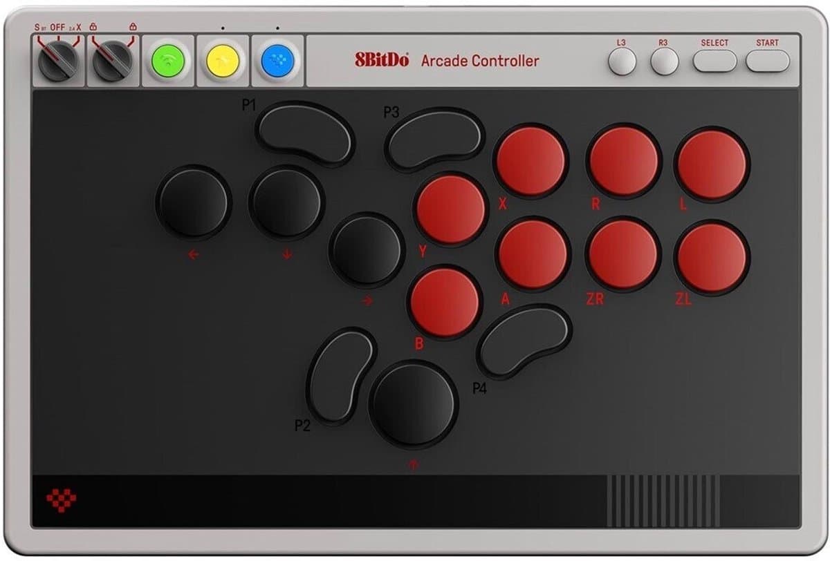 8Bitdo Arcade Controller NSW/PC - Bluetooth, RF, USB - Voor Nintendo Switch, Nintendo Switch 2 en PC - Zwart, Grijs — afbeelding 1