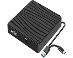 Externe DVD-Drive USB 3.0 & Type-C – Draagbare CD/DVD Brander & Lezer – Plug & Play Optische Drive voor Laptop & Desktop – Compatibel met Windows 11/10/8/7 & MacBook/MacOS – Slank & Schokbestendig Design