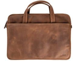 Accezz Leren Laptoptas tot 16 inch - Geschikt voor Laptops tot 27 x 35, 5 cm - Laptop Tas - Cognac
