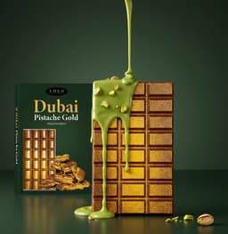 Dubai chocolade - Gold edition - 200 gram - 45% Pistachenoten - chocoladereep — thumbnail 4