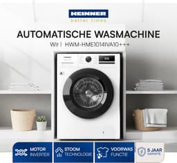 Heinner HWM-HME1014IVA10+++ Wasmachine - 10 kg - 1400 tpm - Energieklasse A-10% - Stoomfunctie met Allergy Care & Baby Care - 15 Programma’s - Quick Wash 15 min - Inverter Motor - Wit - 5 Jaar Garantie — thumbnail 6