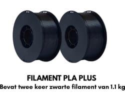 2X 1.1KG ZWARTE FILAMENT PLA+ 3D Printer Filament 1.75mm 1kg – Hoogwaardig 3D Printing Filament Extra Sterk, Sterk en Flexibel, Anti-Warp, Glanzend, Kleur naar Keuze, Compatibel met FDM Printers, Print Zonder Problemen