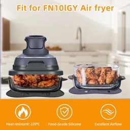 3 stuks hittebestendige mat - geschikt voor Ninja CRISPi Airfryer FN101EUGY - 27.2cm Antislipmat - Zwart & grijs & donkerblauw - Warmte-isolerende mat — thumbnail 3