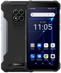 Hammer Construction 4G Bouwtelefoon en een lasermeter ineen - 6" scherm - 6 GB RAM geheugen - 128 GB - 16 Mpx - Android 12 - Zwart/ Zilver — thumbnail 1