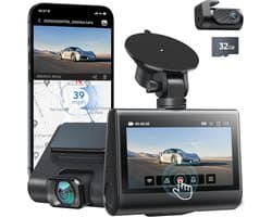 VH Supplies® Dashcam voor Auto - Dashboard Camera - Voor en Achter Camera - 4K + 1080P - 32 GB SD-kaart