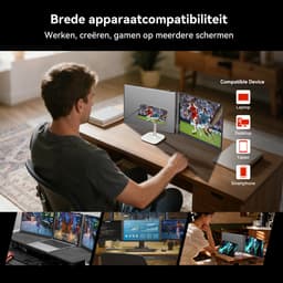 Blackview DCM6 14" Dubbele Draagbare Monitor – Extra Laptopscherm 13-17.3" – Uitbreidingsscherm – Dual Screen – IPS Full HD – Plug & Play – 3x USB-C – Inclusief Kabels & Beschermhoes – Grijs — thumbnail 3