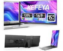 15,6 inch laptop screen extender - draagbare FHD monitor met IPS en hoge kleurnauwkeurigheid - draaibare voet - HDMI/USB-A/USB-C - plug and play - geschikt voor laptop, Mac en Android