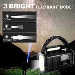 Noodradio - Solar Opwindbaar - 10.000mAh - Solar powerbank - Zonneenergie - Survival Noodpakket - Zaklamp Oplaadbaar - Noodpakket - Noodrantsoen - Zwart — thumbnail 4