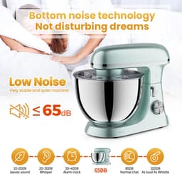 Keukenmachine 2000W – 8.5L RVS Mengkom – Planetair Mengsysteem – 6 Snelheden – Mintgroen – Royal Swiss® — thumbnail 5