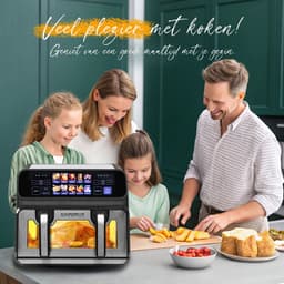 Digitale Airfryer Sinaopus 802 XXL 9L – Heteluchtfriteuse met Dubbele Mand en DualMand Onafhankelijke Snelle Opwarming – Voor Gezinnen – 10 Programma’s – Kijkvenster – Makkelijk te Reinigen – Capaciteit voor 4 Personen — thumbnail 6