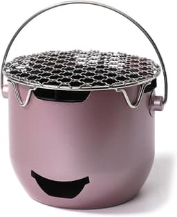 Grill - Draagbare houtskoolgrill - Mini houtskoolgrill van roestvrij staal - Kleine buitengrill - Geschikt voor kamperen, barbecueën in de achtertuin, campers en picknicks (Paars) — thumbnail 1