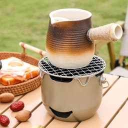 Grill - Draagbare houtskoolgrill - Mini houtskoolgrill van roestvrij staal - Kleine buitengrill - Geschikt voor kamperen, barbecueën in de achtertuin, campers en picknicks (Paars) — thumbnail 3