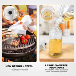 2 stuks 200 ml oliesprayfles - Lekvrij ontwerp voor eenvoudig gebruik - Kookoliespray - Keuken BBQ oliesprayfles - 195 * 54 mm - Geschikt voor keuken BBQ, Airfryer, salade, bakken - Wit — thumbnail 4