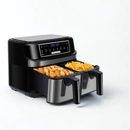 De Warenloods - XXL Airfryer - Heteluchtfriteuse - Heteluchtoven - 2 lades van 4,5 liter - 8 automatische programma's - LED-touchscreen - Zwart - 36x40x32cm — thumbnail 1