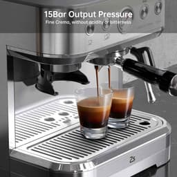 De Warenloods - Espressomachine met Bonenmaler - Koffiezetapparaat - Pistonmachine RVS - Koffiemachine met Melkopschuimer - Voor Espresso, Cappuccino en Latte - Warme Kopjes Functie — thumbnail 4