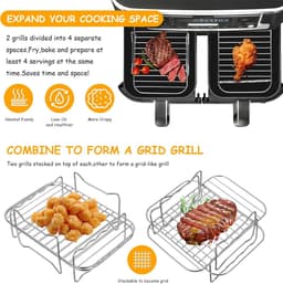 2 stuks grillrooster voor heteluchtfriteuse accessoires Stapelbaar, #304 roestvrij staal Airfryer grillrooster heteluchtfriteuse rooster, Airfryer accessoires voor Dual Zone 7,6L–10,4L, voor Ninja — thumbnail 4