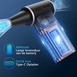 Elektrische luchtblazer 2 in 1 - persluchtreiniger en stofzuiger - tot 180000 rpm - 8000 mAh accu - digitaal display - voor pc en toetsenbord reiniging — thumbnail 4