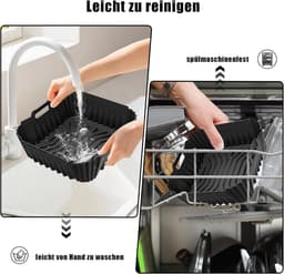 Siliconen vorm heteluchtfriteuse voor AF180EU 6,2 l, 5 stuks siliconen vorm voor AF140EU 4,7 l met siliconen ovenwanten, verdikt, herbruikbaar, BPA-vrij — thumbnail 5