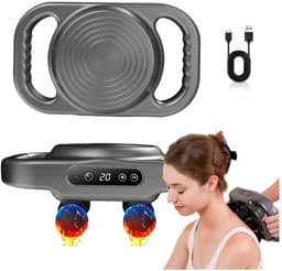 Massagepistool - massage gun - spiermassage apparaat - fascia gun - 6 koppen - 9 modi - 20 intensiteitsniveaus - LCD display - automatische timer 10 min - oplaadbaar 2000 mAh - grijs — thumbnail 1