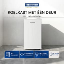 Heinner HF-HM90E++ Tafelmodel Koelkast – 90 L – Mechanische Bediening – LED-verlichting – Omkeerbare Deur – Wit – 5 Jaar Garantie — thumbnail 5