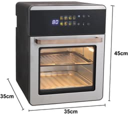 BioloMix Airfryer Oven 15L van RVS - Heteluchtfriteuse & Mini Oven met Dubbele Verwarming - Olievrij Frituren - Oven, Broodrooster, Draaispit & Dehydrator - Transparante Touchscreen Oven - 1700W - Groot Formaat voor Gezin — thumbnail 7