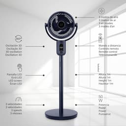 Krachtige Staande Ventilator met 360 Graden Oscillerende Luchtcirculatie en Afstandsbediening — thumbnail 2
