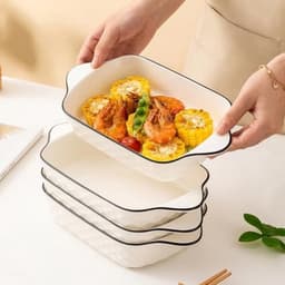 PromoHome Set van 4 Keramieken Ovenschaaltjes met Handvatten - Voor Oven, Magnetron en Airfryer — thumbnail 5