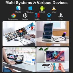 Virello® Dual Flip 16” - Portable Monitor - Inclusief Beschermhoes - Draagbaar Beeldscherm - Draagbare Monitor - Full HD - IPS - Grijs - 2 jaar garantie — thumbnail 4