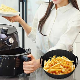 Vierkante bakvorm voor airfryer - Siliconen bakvorm - Gezond frituren - Energiebesparend keukenapparaat - Maak gemakkelijk knapperig eten - Geschikt voor groenten, vlees en snacks - Gemakkelijk schoon te maken - Set van 2 stuks 20,5 × 20,5 × 5 cm — thumbnail 4