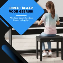 Finesse Pianokruk - met Opbergruimte - Zacht Kussen - Pianobank - Pianostoel - Zwart — thumbnail 2