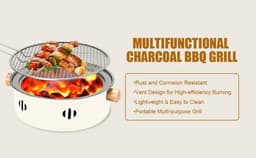 Mini Houtskoolbarbecue - Draagbare BBQ Grill - Voor Thuis, Camping, Strand & Picknick - Ideaal voor Kerst & Nieuwjaar - Zwart - Roestvrijstaal - Praktisch — thumbnail 5
