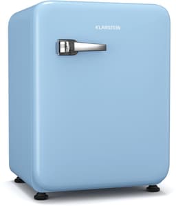 Klarstein Audrey Evo 68L Retro Mini Kühlschrank - Leise 40 dB, Kompakter Kühlschrank Klein mit Verstellbaren Füßen, Wendetür, Mechanischem Thermostat, Blau, Ideal für Schlafzimmer und Büros — thumbnail 1