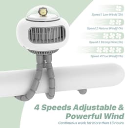 Stille USB-ventilator voor kinderwagens - Oplaadbaar, 4 Snelheden, Flexibel Statief en Handheld Gebruik — thumbnail 1