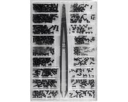 Schroevenset - Schroefset - 500 stuks - M1,2 t/m M2 - Verzonken kop - Ronde kop - Incl. Tools - Diy assortiment - Schroefjes Metrisch - Micro Bril Reparatie Set - Schroeven Set Geschikt voor Brillen Horloges Telefoons Camera's Laptops - Zwart