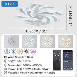 Moderne Dimbare Plafondventilator met Verlichting en 6 Snelheden — thumbnail 2