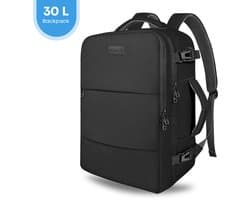 FOXLY® Waterdichte Rugzak Inclusief Usb Oplaadstation - Laptop tas t/m 15,6 inch - Dames en Heren en Kinderen - Schooltas - Zwart