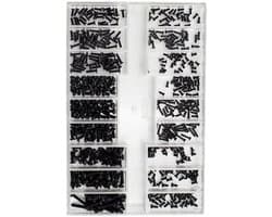 Schroevenset - Schroefset - 500 stuks - M1,2 t/m M2 - Schroeven Set - Verzonken kop - Ronde kop - Diy assortiment - Schroefjes Metrisch - Micro Bril Reparatie Set - Geschikt voor Brillen Horloges Telefoons Camera's Laptops Schroeven - Zwart